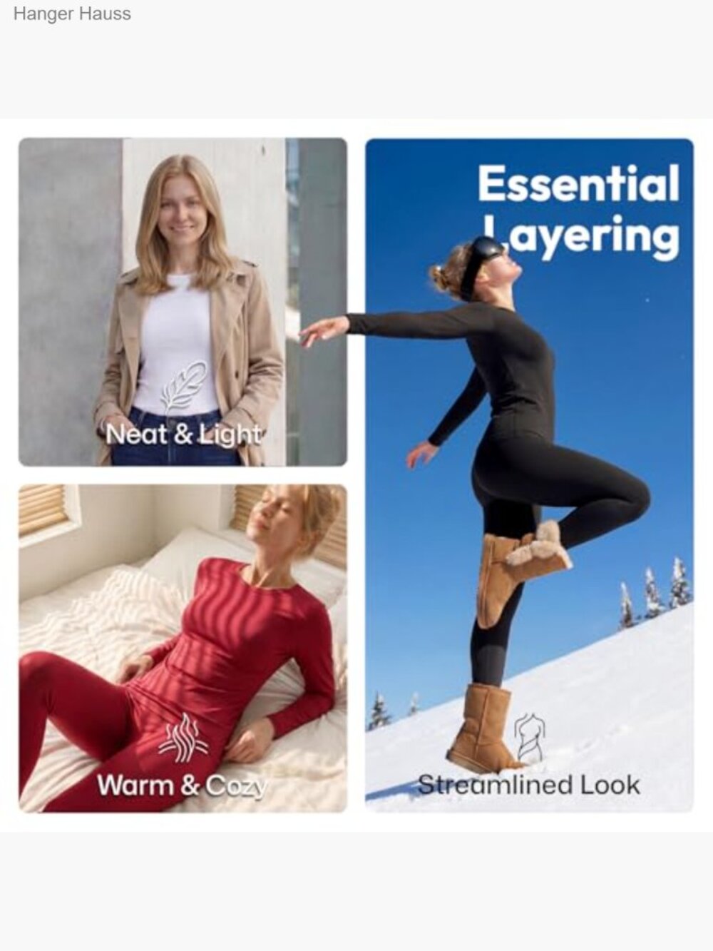 Fleece Lined Thermal Underwear Set Long Johns Base Layer Women's Large - Picture 5 of 7